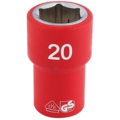 Image of Draper Fully Insulated VDE Socket, 1/2&quot; Sq. Dr., 20mm