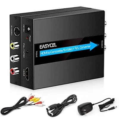 Image of EASYCEL HDMI to S video RCA Converter with and Cables, Svideo Adapter, Composite AV CVBS Converter, In + Out Converter(Aluminum)