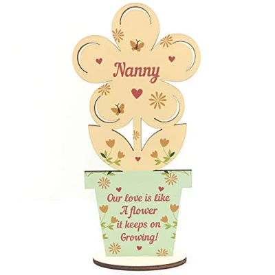 Image of RED OCEAN Nanny Gift Wooden Flower For Birthday Grandparent Gifts Her Keepsake Plaque