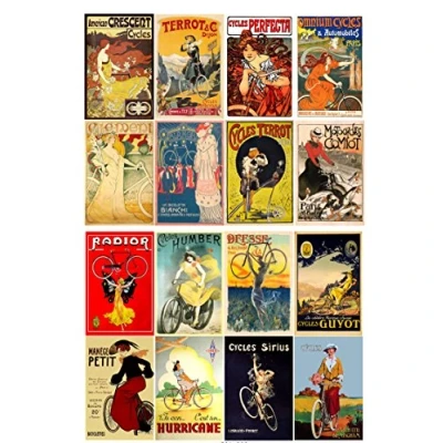 Image of Decoupage Paper Pack (20 Sheets 10x15cm) Bike Cycling Lady Vintage Posters FLONZ Ephemera