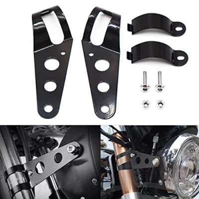 Image of Hotiko 2pcs Motorcycle Headlight Mount Bracket for Harley Honda Kawasaki Suzuki Yamaha Triumph 35mm 43mm Black