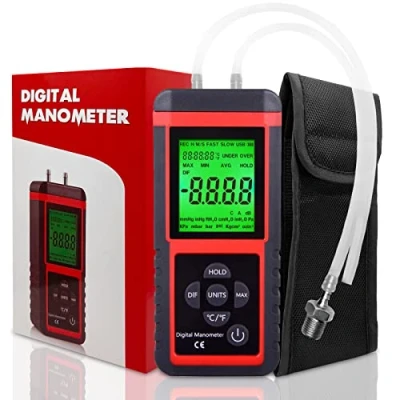 Image of Ehdis Digital Manometer Air Pressure Meter Gas Gauge Reader with 32 bit MCU 24 ADC High Accuracy 12 Units Data Save or Hold