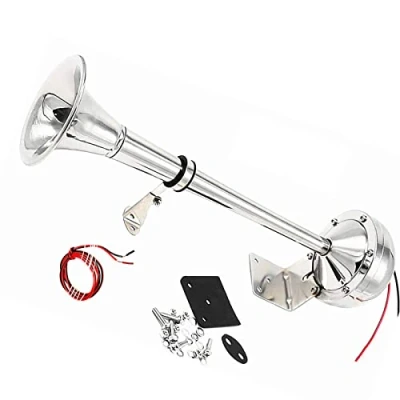Image of YIYIDA Electric Horn 24v car 150DB Trumpet Boat silver Stainless steel single tube truck 304 loud Speaker Air suitable for yacht motorhome etc