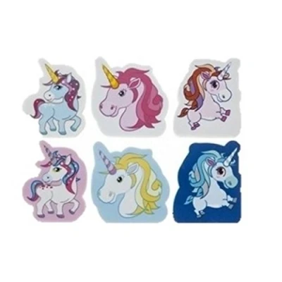 Image of PMS 6PC AST DSGN CLEAR SHAPED UNICORN ERASERS.24D/BOX