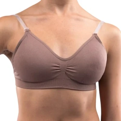 Image of Silky Dance Seamless Clear Back Bra with Removable Padding Dark Nude Large