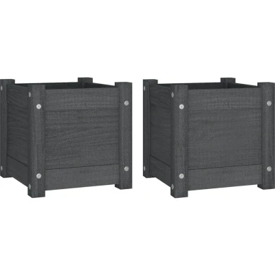 Image of vidaXL Garden Planters 2 pcs Grey 31x31x31 cm Solid Pinewood