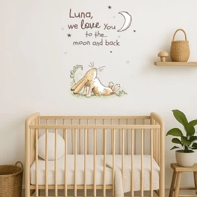 Image of Stickerscape Guess How Much I Love You Wall Stickers (Personalised We Large) Nursery Stickers, Woodland Decor Easy to Apply, Cleanly Removable