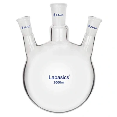 Image of Labasics Glass 50ml 3 Neck Round Bottom Flask RBF, with 24/40 Center and Side Standard Taper Outer Joint (2000ml)