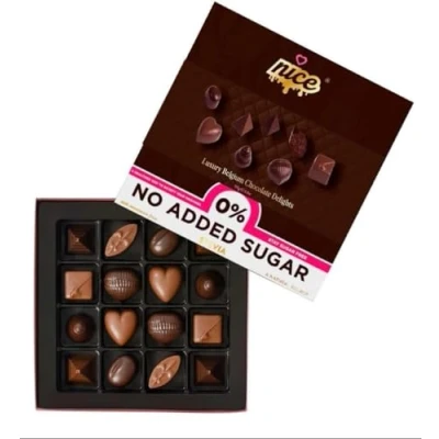Image of Nice Sugar free Luxury Belgium Chocolate with stevia Diabetic Premium Gift for Her or Him 16 Belgian Delights Present Christmas Happy New Year Mothers &amp; Fathers day, Valentine (1 Box)