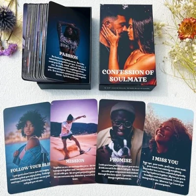 Image of GZXINKE Confession of Soulmate Oracle Cards, African American Black Love Deck, Twin Flame Karmic Situation for Relationships