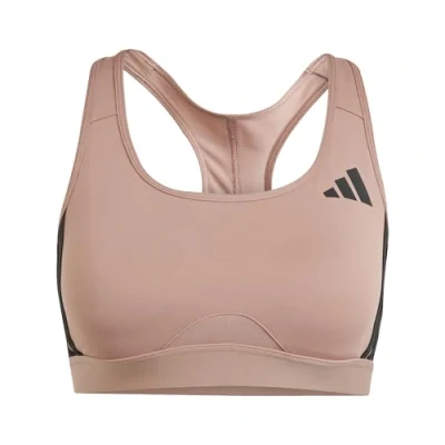 Image of adidas Performance Powerreact Train Medium support 3STRIPES BRA sports bra, Women&#039;s, Size: SxA B, Warm clay/black