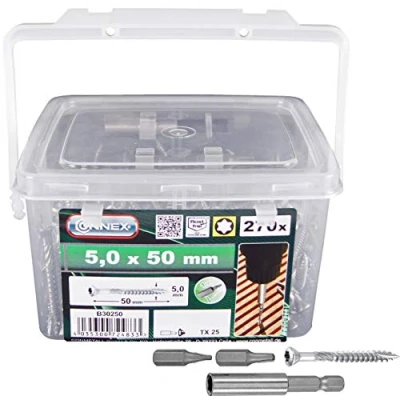 Image of CONNEX B30250 Terrace Screw TX A2 5,0x50,270pcs, 5,0 x 50 mm