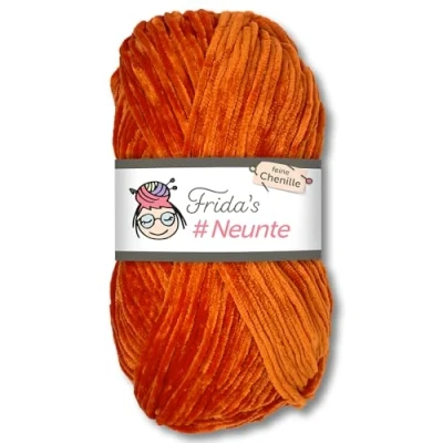 Image of Frida&#039;s Wollhaus 100g #Ninth Fine Chenille Yarn Knitting Crochet Wool Amigurumi Velvety Soft 29 Colors (865 Orange)