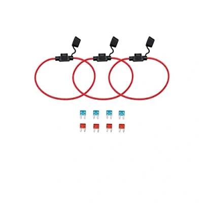 Image of KOLACEN Automotive Car Truck In line 16 Gauge Fuse Holder for Mini Blade Type 3 Pieces + 8 10Apm 15Apm