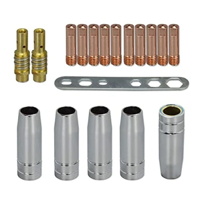 Image of RIVERWELD MB15 15AK Contact Tip 1.0mm M6 &amp; Tips Holder Difuser Shield Cup for MIG Welding Torch 18pcs
