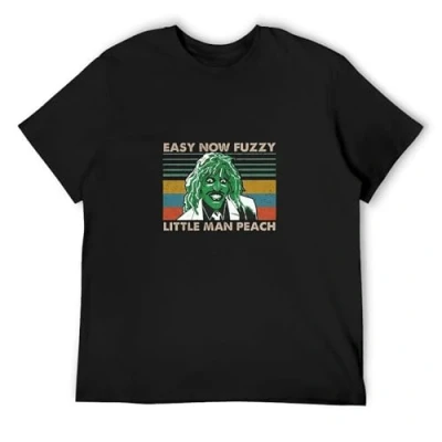 Image of Old Gregg Easy Now Fuzzy Little Man Peach T Shirt The Mighty Boosh Comedy Tee Black XXL