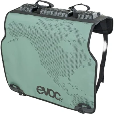 Image of EVOC tailgate PAD DUO Safe bike transport in the pickup truck (bike transport, secure fixation of 2 bikes, access to lever, protection for and bike), Olive, One Size, 100520307