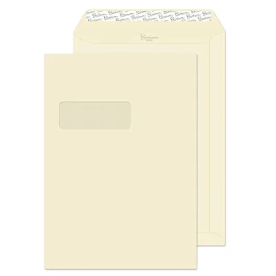 Image of Blake Business C4 324 x 229 mm 120 gsm High Window Pocket Peel &amp; Seal Envelopes (61892) Cream Wove Pack of 250