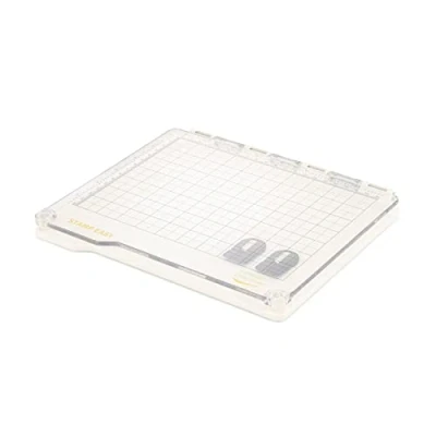 Image of Vaessen Creative 2137 033 Easy Stamp Platform Tool for Accurate Craft Stamping, White/Transparent, 23.5 x 20.5 1.8 cm