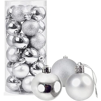 Image of 60mm/6Pcs Christmas Baubles Shatterproof Silver, Tree Decorations Ball Ornaments Balls Xmas Hanging Holiday Decor Shiny,Matte,Glitter
