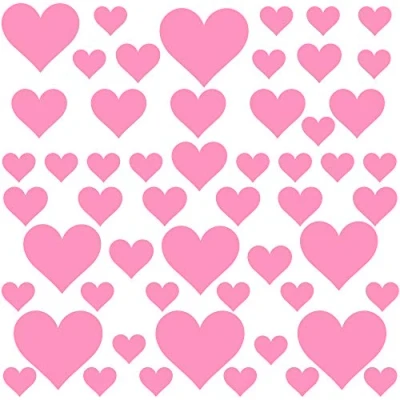 Image of PREMYO Set of 54 Heart Wall Stickers Kids Nursery Decor Easy to Apply Decals for Bedrooms Girls Rose Pink