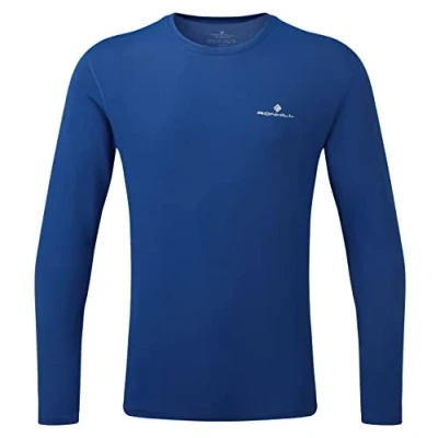 Image of Ronhill Men&#039;s Core L/S Tee T Shirt, Drk Cobalt/Bright White, S UK