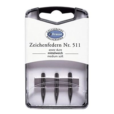 Image of Brause 300511B Pack of 3 semi flexible metal nibs for writing and drawing