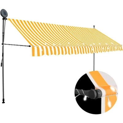 Image of vidaXL Manual Retractable Awning with LED 400 cm White and Orange