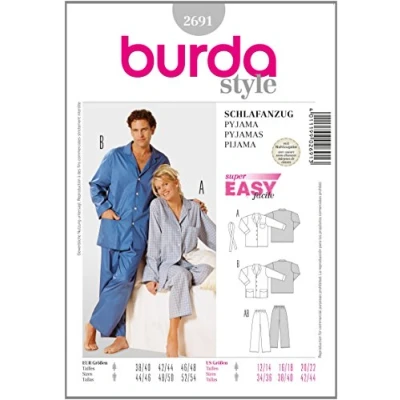 Image of Burda B2691 Sewing Pattern 19 x 13 cm in Pyjamas