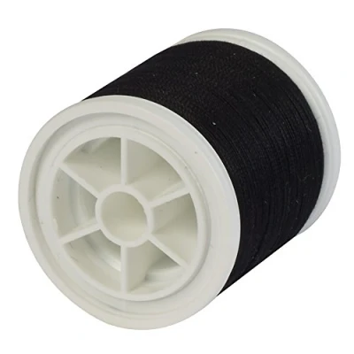 Image of Korbond 600m Black Cotton Sewing Thread 3 x 200m Reels Ideal for Delicate Fabrics and Garments