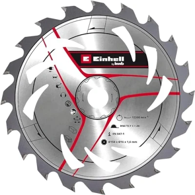 Image of Original Einhell Circular Saw Blade 150 x 16 (Saw Accessories, Diameter mm, Intake 20 Set Teeth, Cutting Width 1.6 Carbide Tipped for Cordless Hand Saws)