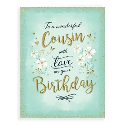 Image of Piccadilly Greetings Modern Birthday Card Cousin F 8 x 6 inches