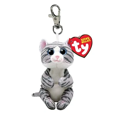 Image of Ty Beanie Bellies Clips T43100 Plush Key Holder, Mitzi The Kitten with Blue Eyes Glitter; Animals Soft Belly 12 cm