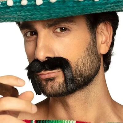 Image of LORD C Adult Mexican Moustache Big And Bushy Gringo Tash Novelty Fake Fancy Dress False Facial Hair Costume Accessory For Adults Masquerade Party Favor (Pack Of 1) (Gringo Tash)