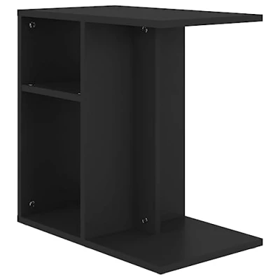 Image of vidaXL Side Table Home Living Room Furniture Set Coffee Sofa End Accent Magazine Rack Storage Space Unit Chipboard Black