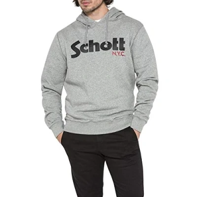 Image of Schott NYC Men&#039;s Swhood Hoodie, Grey (Heat.Grey Heat.Grey), Large