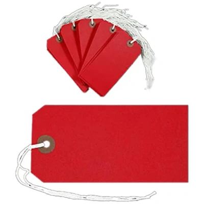 Image of 1000 Pack 120 x 60mm Red Coloured Strung Tags