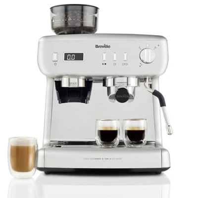 Image of Breville Barista Max+ Espresso, Latte &amp; Cappuccino Coffee Machine, Intelligent Grind Dosage, Precision Extraction Timer, Integrated Milk Frother,15 Bar Italian Pump, Silver [VCF153]