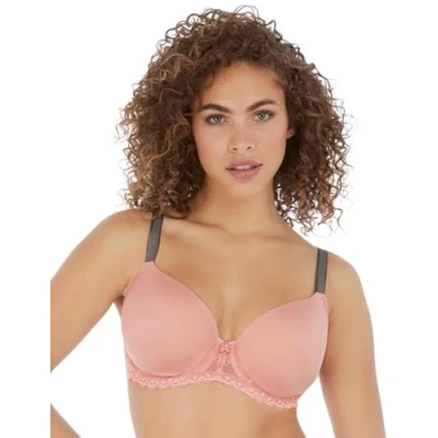 Image of Freya Womens Offbeat Moulded Demi T Shirt Bra Pink Polyamide Size 32H