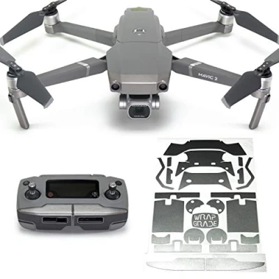 Image of WRAPGRADE Poly Skin Sticker compatible with DJI Mavic 2 Accent Color (TITANIUM)