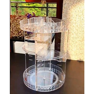 Image of JOYWEE Makeup Organizer, 360 Degree Rotating Adjustable Cosmetic Storage Display Case 8 Layer Clear DIY Capacity Fits Jewelry,Makeup Brushes, Lipsticks and More,Transparent