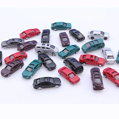 Image of Random 50pcs Scale 1:75 Gauge OO Painted Mini Model Cars for Building Train Layout