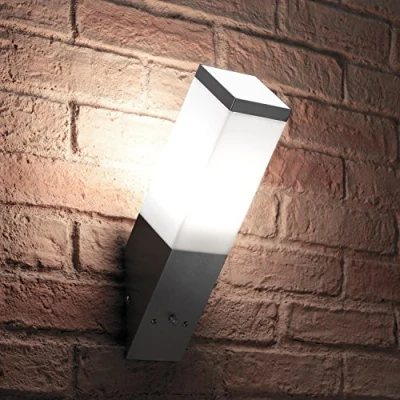 Image of Auraglow Stainless Steel Automatic Dusk Till Dawn Sensor Angled LED Wall Light Cool White