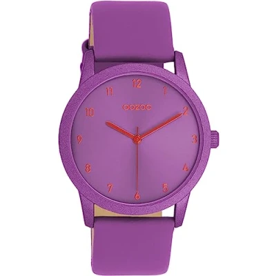 Image of Oozoo Timepieces Women&#039;s Watch with Leather Strap Modern for Women Elegant Analogue in Round (38 mm Case), Purple, Strap.