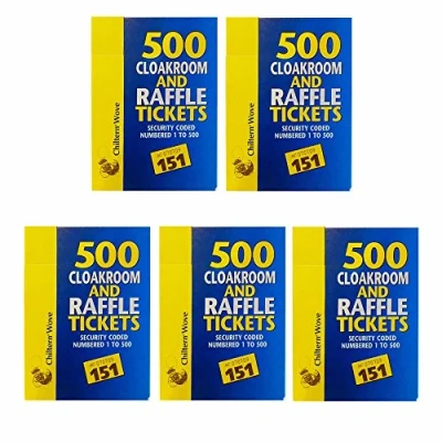 Image of 5X Books Clockroom &amp; Raffle Tombola Book Security Coded Coloured 500 Number Tickets