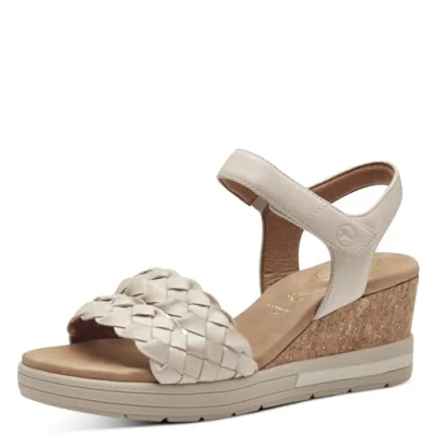 Image of TAMARIS Women&#039;s 8 88308 42 Wedge Sandal, Ivory, 5 UK