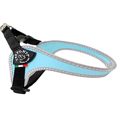 Image of Tre Ponti Fibbia Small Dog Harness with Adjustable Belly Strap, 3.5 cm, Light Blue