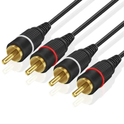 Image of TNP RCA Cables 15ft Gold Plated 2RCA Male to Stereo Audio Cable 2 Channel Dual Shielded for Amplifiers, Car Audio, Home Theater, Speakers, Black