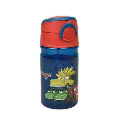Image of OM SUPPLIES Cars Reusable Sipper Canteen Cycling Water Bottle Drink with built in handle for Easy Carry School Lunch Kids Childrens 350ml (Cars)