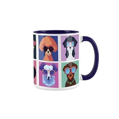 Image of Purely Home Cool Pets Poodles Mug Navy Blue Coffee/Tea Gift 11oz
